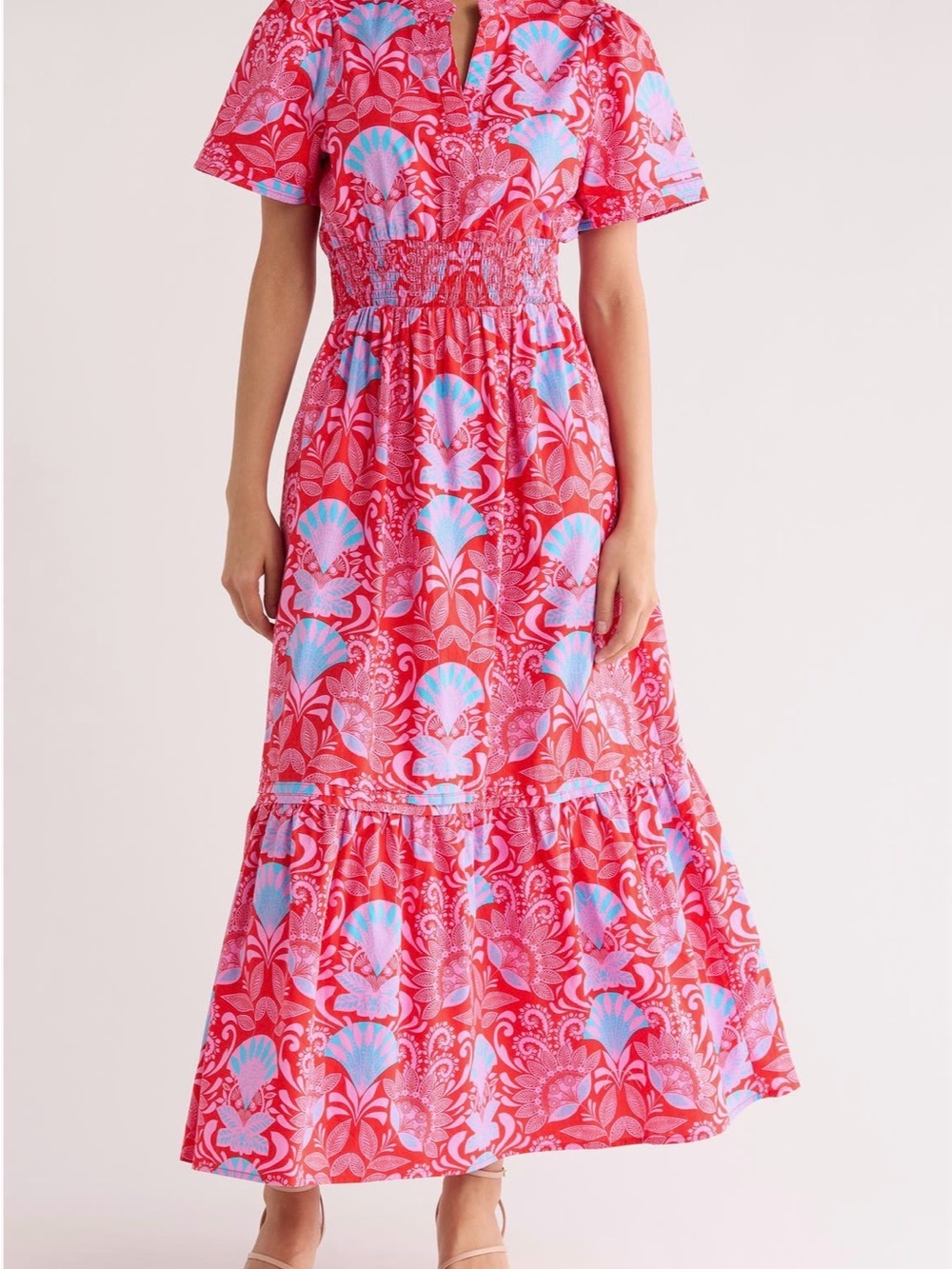 Sugarlips Hot Pink & Light Blue Floral Maxi Dress